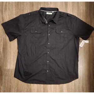 New Kenneth Cole Reaction Mens 4X Button Up Shirt Black Dress T-Shirt Cotton